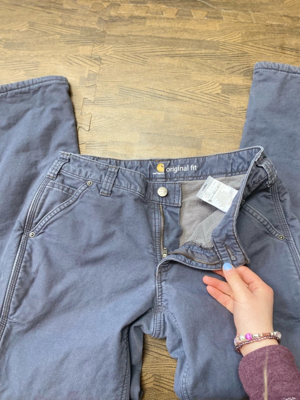 Carhartt Wide Leg Pants in Slate Blue